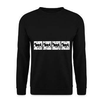 Trotter courses de trot dans un style rétro ou vintage - Sweat-shirt Unisexe - noir - Devant - Alina (178cm) & Michal (187cm)