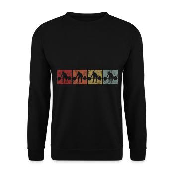 Bodybuilding Bodybuilder GYM Fitnessstudio Retro - Unisex Pullover - Schwarz - Vorne - Alina (178cm) & Michal (187cm)