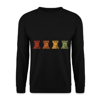 Retro Chess Chess Player Checkmate Chess Piece - Unisex Sweatshirt - black - Front - Alina (178cm) & Michal (187cm)