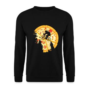 Pizza Mond Bäume Fahrrad - Unisex Pullover - Schwarz - Vorne - Alina (178cm) & Michal (187cm)