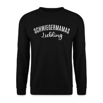Schwiegermamas Liebling Schwiegersohn Geschenkidee - Unisex Pullover - Schwarz - Vorne - Alina (178cm) & Michal (187cm)
