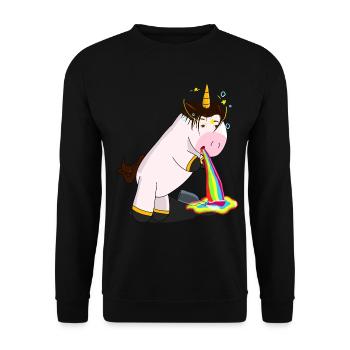 Einhorn Kotzen Betrunken - Unisex Pullover - Schwarz - Vorne - Alina (178cm) & Michal (187cm)
