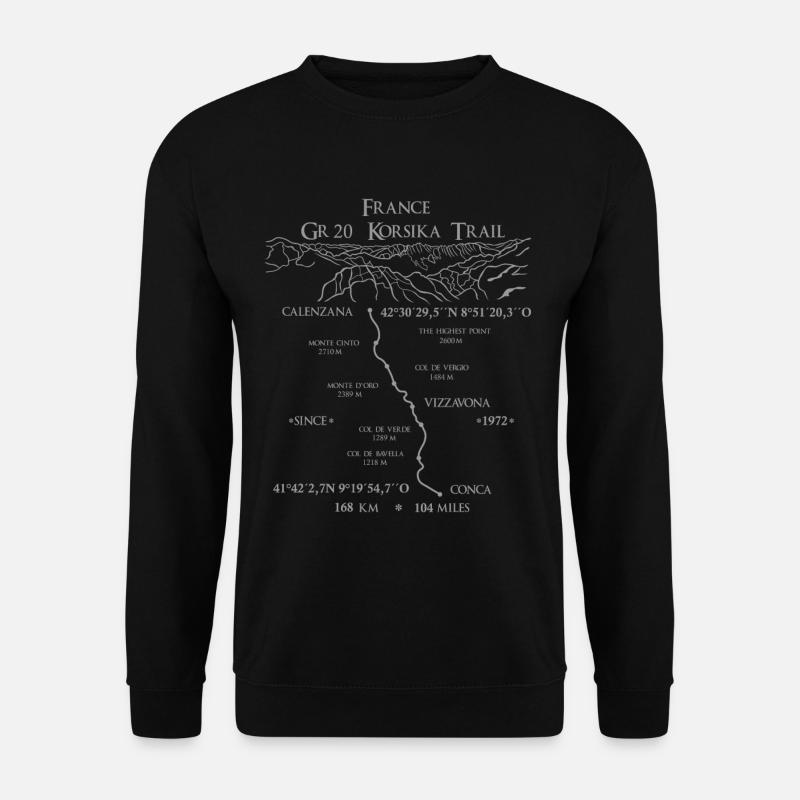 GR20 Korsika Trail Frankreich, Berglandschaft grau - Unisex Pullover - Schwarz