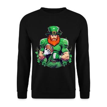 St. Patrick's Day Kleeblatt American Football - Unisex Pullover - Schwarz - Vorne - Alina (178cm) & Michal (187cm)
