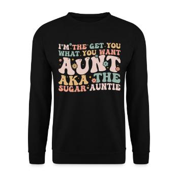 Aka The Sugar Auntie - Lustig für jede Tante - Auntie - Unisex Pullover - Schwarz - Vorne - Alina (178cm) & Michal (187cm)
