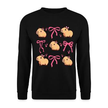 Süßes Capybara Rosa Schleife Capybara - Unisex Pullover - Schwarz - Vorne - Alina (178cm) & Michal (187cm)