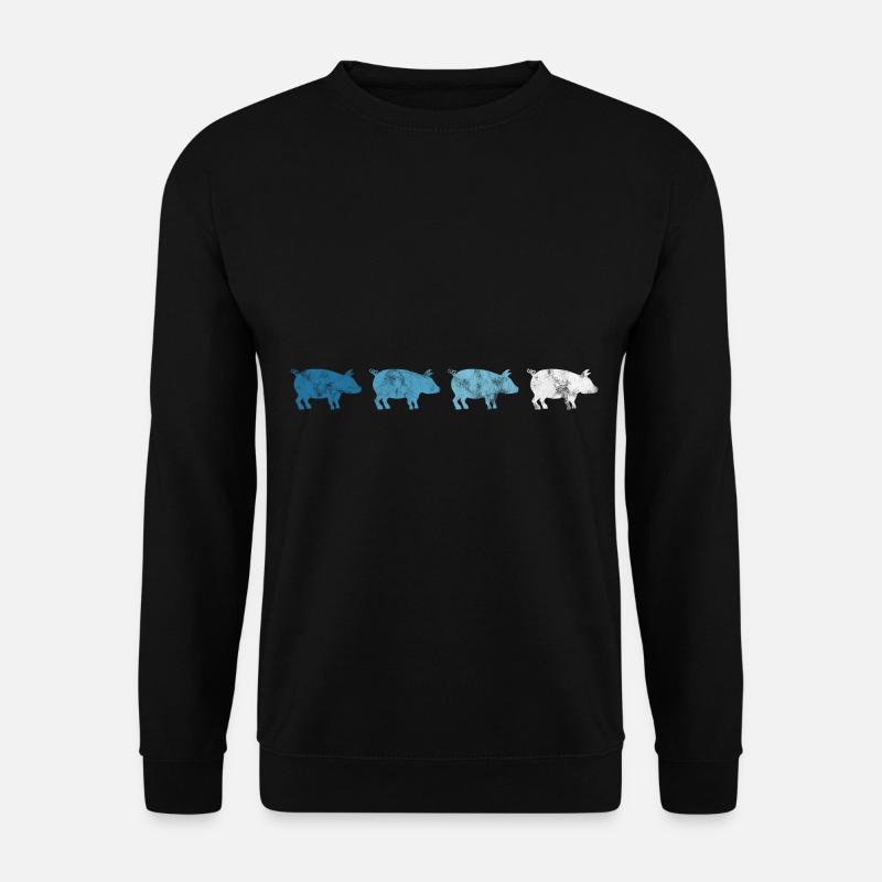 Schweine Bauer Retro Schweinchen Schweine Sau Eber - Unisex Pullover - Schwarz