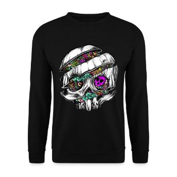 Sliced Skull with doodles - Unisex Sweatshirt - black - Front - Alina (178cm) & Michal (187cm)