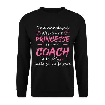 cadeau marrant princesse coach sportive sport - Sweat-shirt Unisexe - noir - Devant - Alina (178cm) & Michal (187cm)