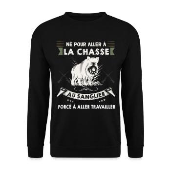 Chasser le Sanglier Cadeau Homme - Sweat-shirt Unisexe - noir - Devant - Alina (178cm) & Michal (187cm)