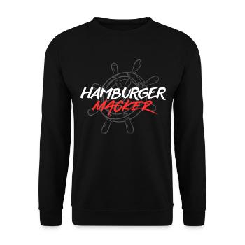 HAMBURGER MACKER Die Kult Marke aus Hamburg - Unisex Pullover - Schwarz - Vorne - Alina (178cm) & Michal (187cm)