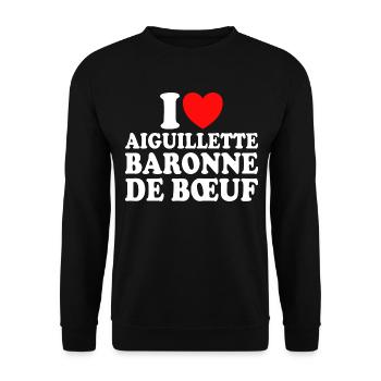 Boucher I Love Aiguillette Baronne De Boeuf - Sweat-shirt Unisexe - noir - Devant - Alina (178cm) & Michal (187cm)