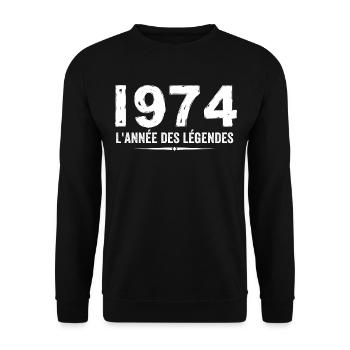 1974 année des legéndes - Cadeau Anniversaire 1974 - Sweat-shirt Unisexe - noir - Devant - Alina (178cm) & Michal (187cm)