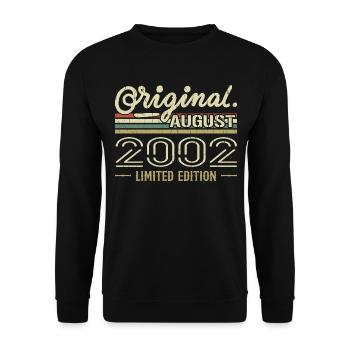 August 2002 Geburtstag August 2002 August 2002 Retro - Unisex Pullover - Schwarz - Vorne - Alina (178cm) & Michal (187cm)