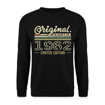 September 1962 Geburtstagsgeschenk September 1962 - Unisex Pullover - Schwarz - Vorne - Alina (178cm) & Michal (187cm)