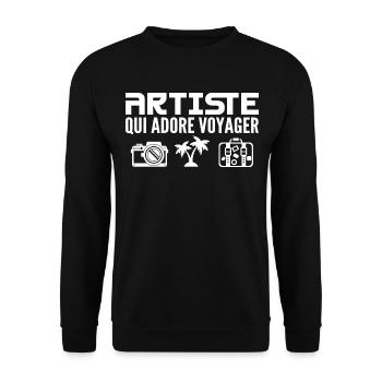 Reisende & Künstler: Leidenschaft & Entdeckung - Unisex Pullover - Schwarz - Vorne - Alina (178cm) & Michal (187cm)