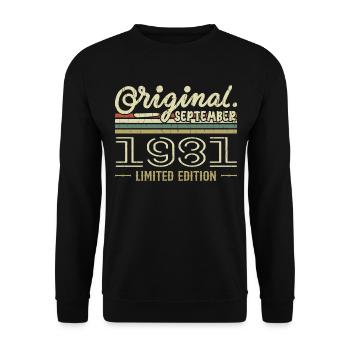 September 1981 Geburtstagsgeschenk September 1981 - Unisex Pullover - Schwarz - Vorne - Alina (178cm) & Michal (187cm)