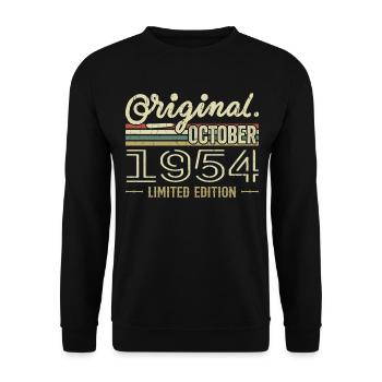 Geboren im Oktober 1954 Retro-Geburtstag Oktober 1954 - Unisex Pullover - Schwarz - Vorne - Alina (178cm) & Michal (187cm)