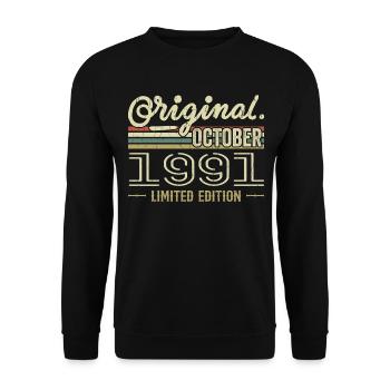 Né en Octobre 1991 Rétro Anniversaire Octobre 1991 - Sweat-shirt Unisexe - noir - Devant - Alina (178cm) & Michal (187cm)