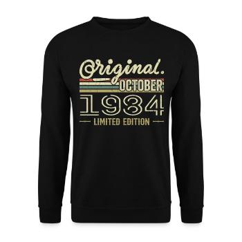 Born in October 1984 Retro Birthday October 1984 - Unisex Sweatshirt - black - Front - Alina (178cm) & Michal (187cm)