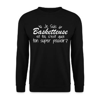 I'm a basketball player. What's your superpower? - Unisex Sweatshirt - black - Front - Alina (178cm) & Michal (187cm)