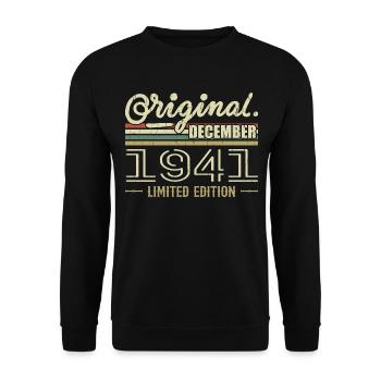 Dezember 1941 Geburtstag Dezember 1941 Dezember - Unisex Pullover - Schwarz - Vorne - Alina (178cm) & Michal (187cm)