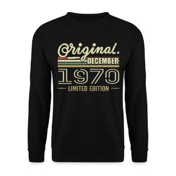 Décembre 1970 anniversaire Décembre 1970 Décembre - Sweat-shirt Unisexe - noir - Devant - Alina (178cm) & Michal (187cm)