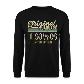 Januar 1956 Geburtstag Januar 1956 Geschenk 1956 - Unisex Pullover - Schwarz - Vorne - Alina (178cm) & Michal (187cm)
