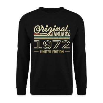 Janvier 1972 anniversaire Janvier 1972 cadeau 1972 - Sweat-shirt Unisexe - noir - Devant - Alina (178cm) & Michal (187cm)