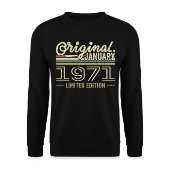 January 1971 Birthday January 1971 Gift 1971 - Unisex Sweatshirt - black - Front - Alina (178cm) & Michal (187cm)