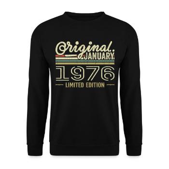 Janvier 1976 anniversaire Janvier 1976 cadeau 1976 - Sweat-shirt Unisexe - noir - Devant - Alina (178cm) & Michal (187cm)