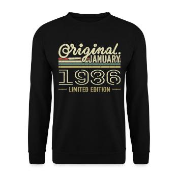 Janvier 1986 anniversaire Janvier 1986 cadeau 1986 - Sweat-shirt Unisexe - noir - Devant - Alina (178cm) & Michal (187cm)
