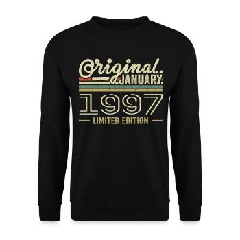 Janvier 1997 anniversaire Janvier 1997 cadeau 1997 - Sweat-shirt Unisexe - noir - Devant - Alina (178cm) & Michal (187cm)
