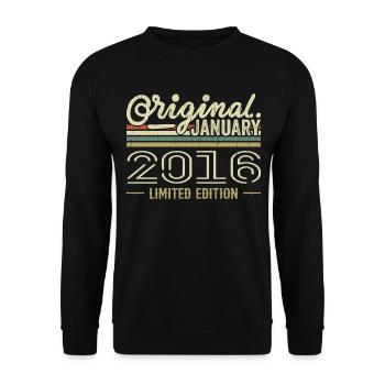 Janvier 2016 anniversaire Janvier 2016 cadeau 2016 - Sweat-shirt Unisexe - noir - Devant - Alina (178cm) & Michal (187cm)