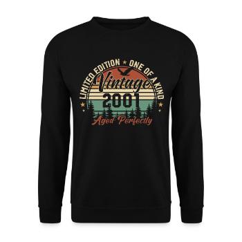 Jahrgang 2001 Retro 2001 Geburtstagsgeschenk 2001 - Unisex Pullover - Schwarz - Vorne - Alina (178cm) & Michal (187cm)