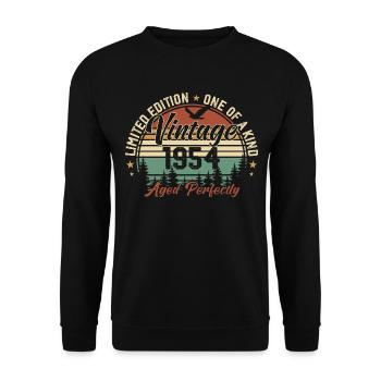 Jahrgang 1954 Retro 1954 Geburtstagsgeschenk 1954 - Unisex Pullover - Schwarz - Vorne - Alina (178cm) & Michal (187cm)