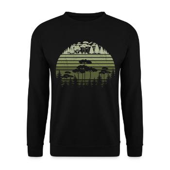 Bäume Tierwelt Natur Berge Abenteuer Wald - Unisex Pullover - Schwarz - Vorne - Alina (178cm) & Michal (187cm)