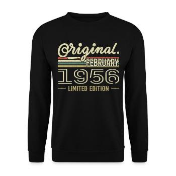 Cadeau Février 1956 - Anniversaire Février 1956 - Sweat-shirt Unisexe - noir - Devant - Alina (178cm) & Michal (187cm)
