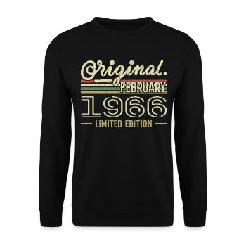 Cadeau Février 1966 - Anniversaire Février 1966 - Sweat-shirt Unisexe - noir - Devant - Alina (178cm) & Michal (187cm)