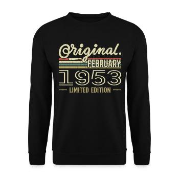 Februar 1953 Geschenk - Februar 1953 Geburtstag - Unisex Pullover - Schwarz - Vorne - Alina (178cm) & Michal (187cm)
