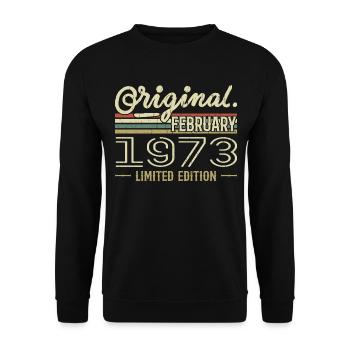 February 1973 Gift - February 1973 Birthday - Unisex Sweatshirt - black - Front - Alina (178cm) & Michal (187cm)