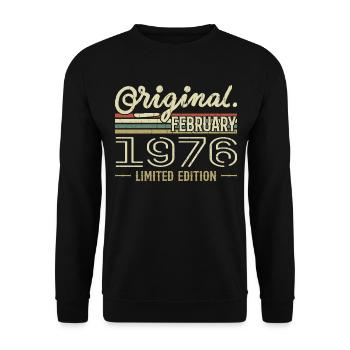 Cadeau Février 1976 - Anniversaire Février 1976 - Sweat-shirt Unisexe - noir - Devant - Alina (178cm) & Michal (187cm)
