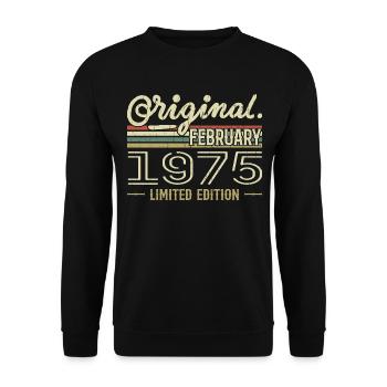 February 1975 Gift - February 1975 Birthday - Unisex Sweatshirt - black - Front - Alina (178cm) & Michal (187cm)