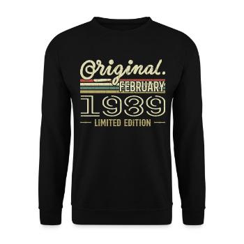 Cadeau Février 1989 - Anniversaire Février 1989 - Sweat-shirt Unisexe - noir - Devant - Alina (178cm) & Michal (187cm)