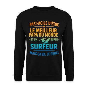 Papa surfeur cadeau fête des pères Noël Surf - Sweat-shirt Unisexe - noir - Devant - Alina (178cm) & Michal (187cm)