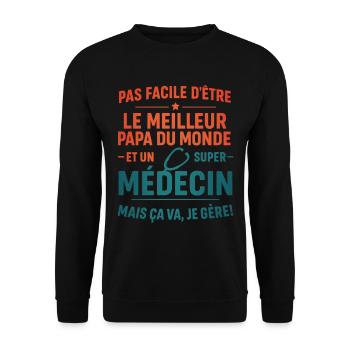 Papa médecin cadeau fête des pères docteur Noël - Sweat-shirt Unisexe - noir - Devant - Alina (178cm) & Michal (187cm)