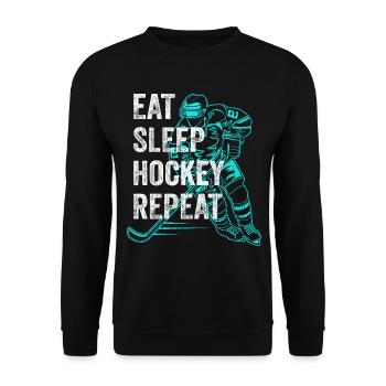 Eat Sleep Hockey Repeat hockey saying vintage - Unisex Sweatshirt - black - Front - Alina (178cm) & Michal (187cm)