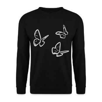 butterflies flying symbol pattern - Unisex Sweatshirt - black - Front - Alina (178cm) & Michal (187cm)