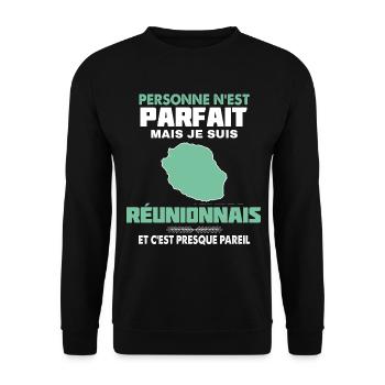 La Réunion Humour citation - Sweat-shirt Unisexe - noir - Devant - Alina (178cm) & Michal (187cm)