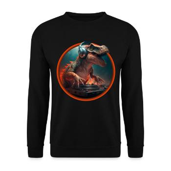 Dino DJ Musiker Kinder Party Geschenk Shirt - Unisex Pullover - Schwarz - Vorne - Alina (178cm) & Michal (187cm)